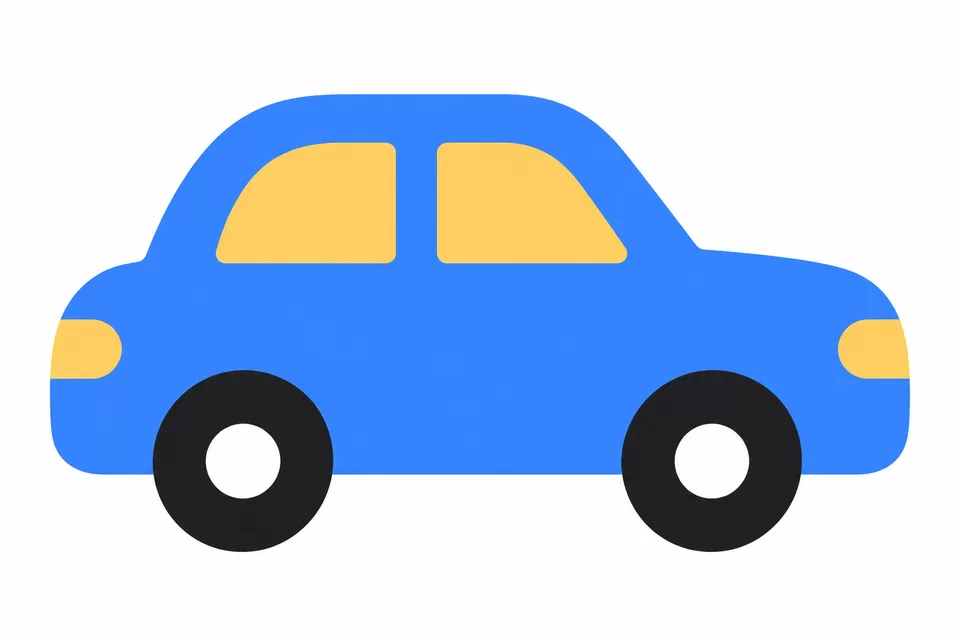 青い車のお手本イラスト